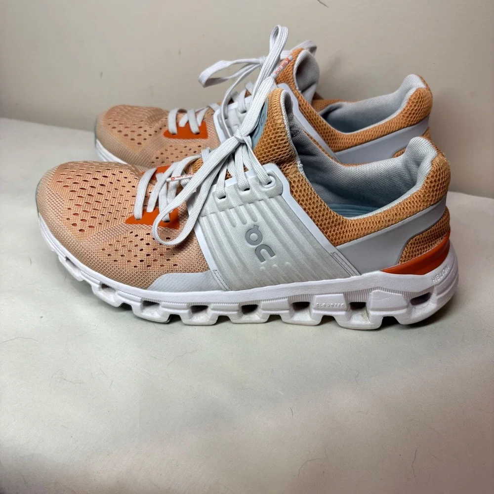 On Cloudswift Womens 7.5 Running Shoes Orange White‎ Mesh Low Top 41.99003